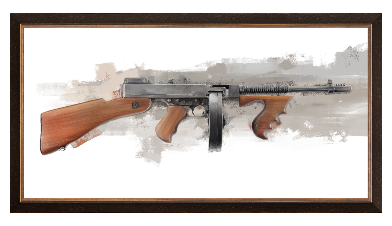 Machine Gun Artist The “OG” Mobster Machine Gun Painting – Gun Art
