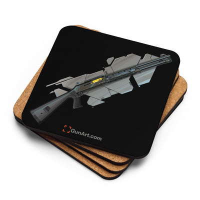 Special Ops Shotgun 12 Gauge Cork-back Coaster - Black Background