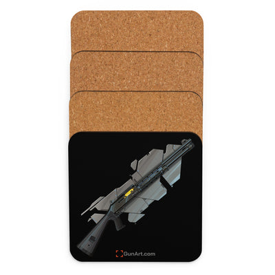 Special Ops Shotgun 12 Gauge Cork-back Coaster - Black Background
