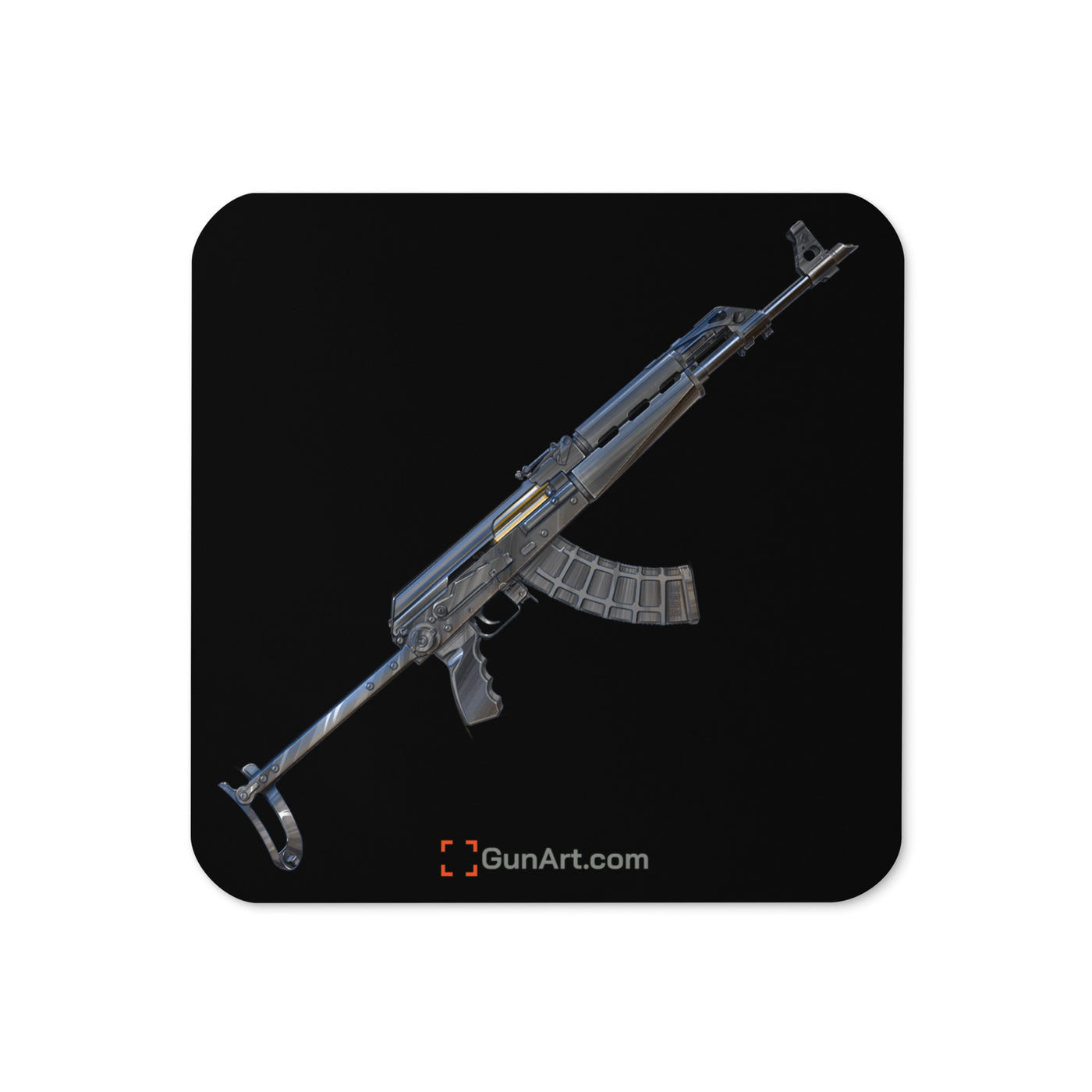 The Paratrooper / AK-47 Underfolder Cork-back Coaster - Just The Piece - Black Background