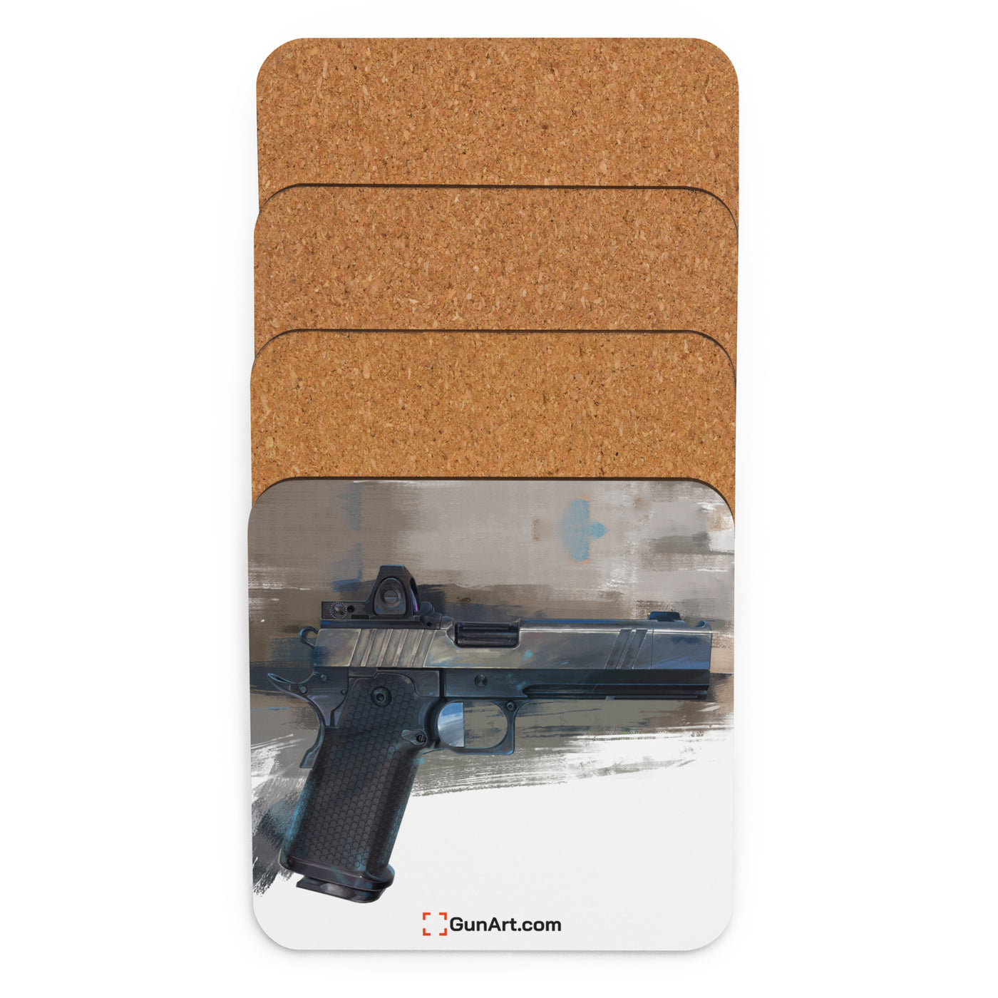 2011 Charlie Pistol Cork-back Coaster - Brown Background