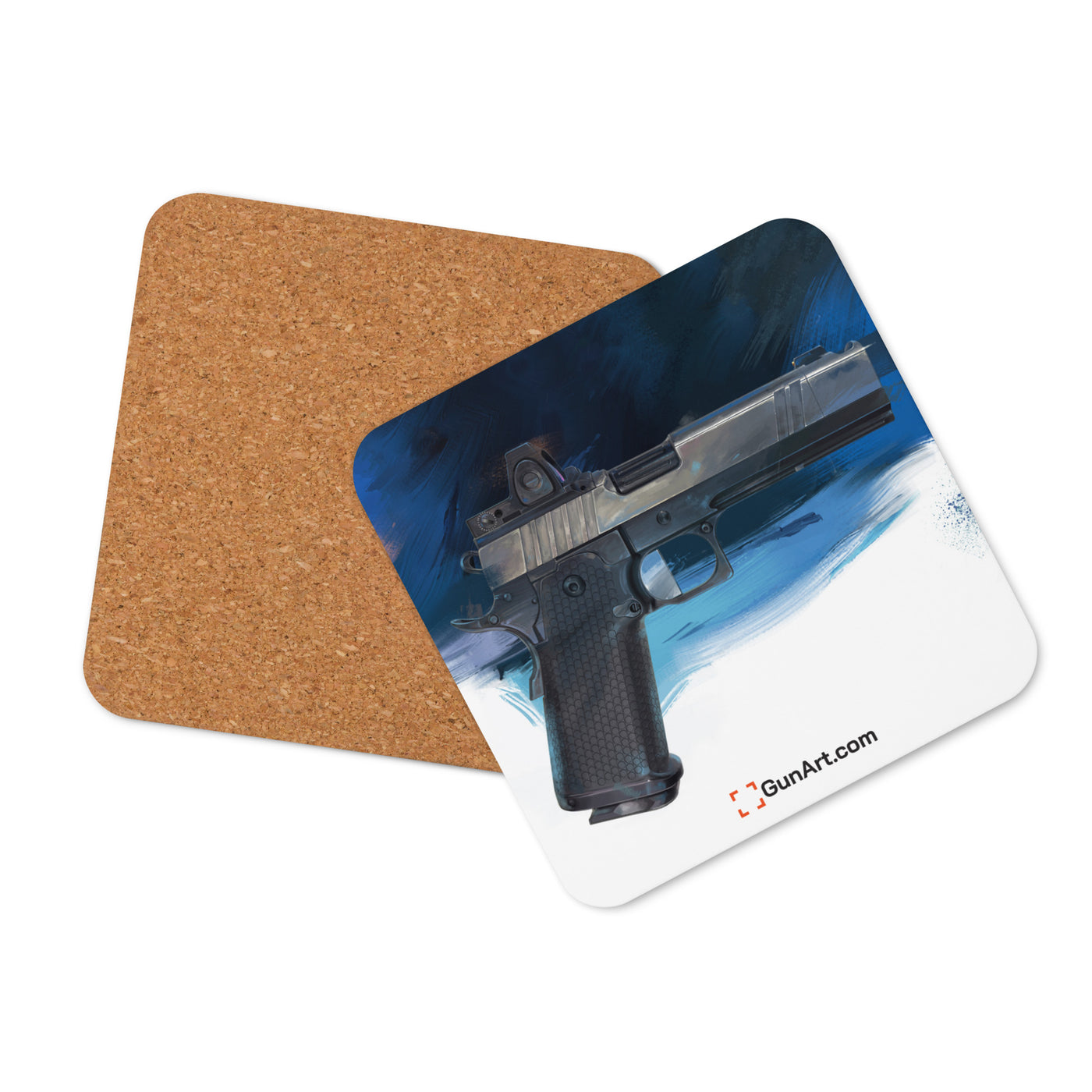 2011 Charlie Pistol Cork-back Coaster - Blue Background