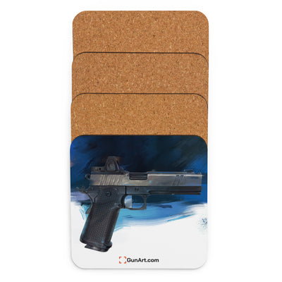 2011 Charlie Pistol Cork-back Coaster - Blue Background