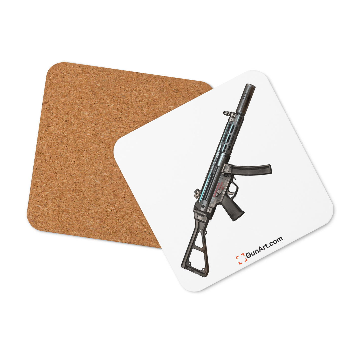 9x19mm Parabellum Subgun Cork-back Coaster - Just The Piece - White Background