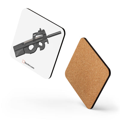 Secret Service Bullpup 5.7x28mm Subgun Cork-back Coaster - Just The Piece - White Background