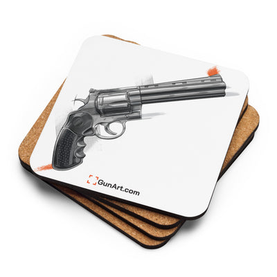 Stainless .44 Mag Revolver Cork-back Coaster - Just The Piece