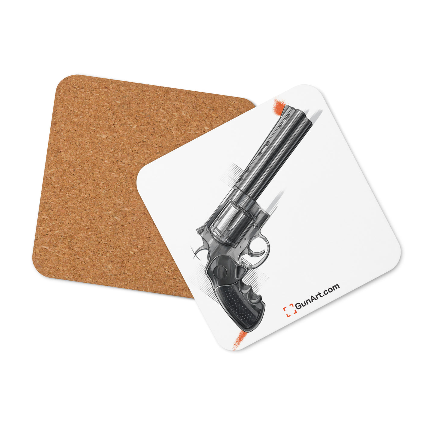 Stainless .44 Mag Revolver Cork-back Coaster - Just The Piece