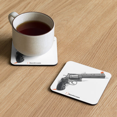Stainless .44 Mag Revolver Cork-back Coaster - Just The Piece