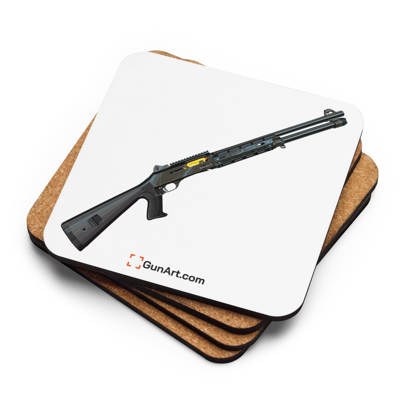 Special Ops Shotgun 12 Gauge Cork-back Coaster - Just The Piece - White Background