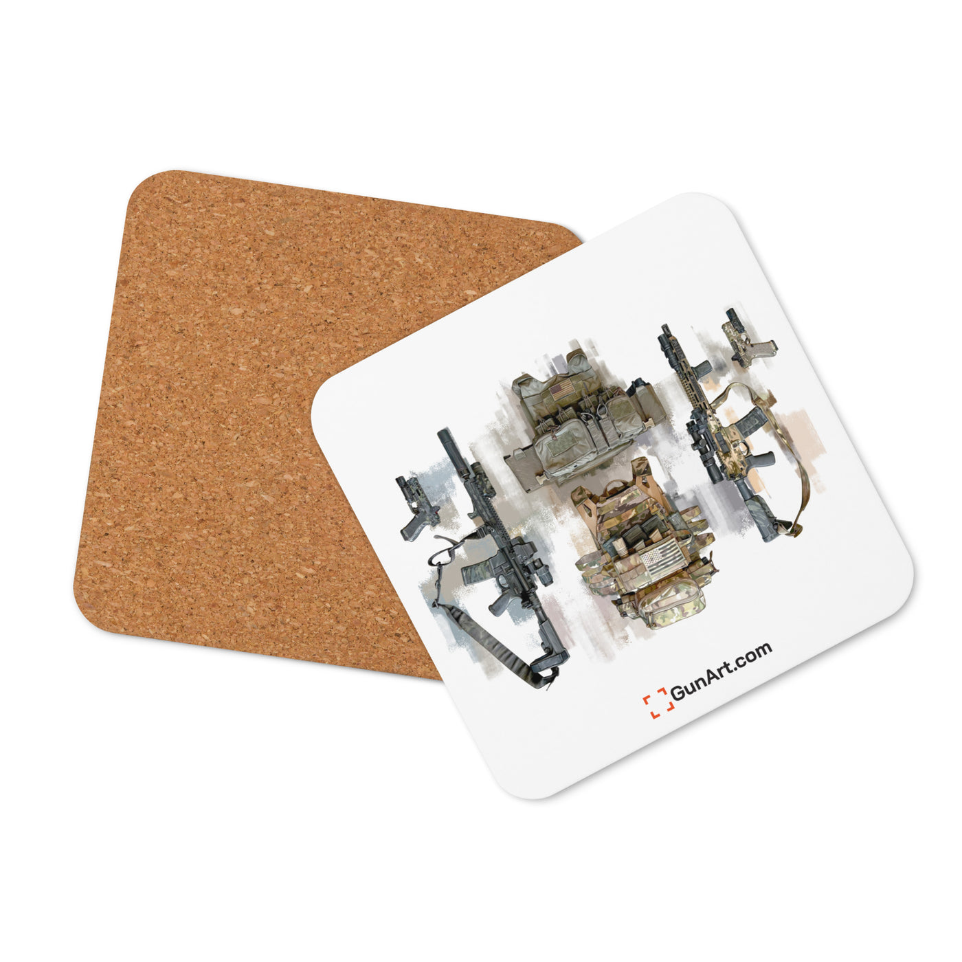 Stay Ready - Tactical Gear - AR15s and Pistols With Plate Carriers Cork-back Coaster
