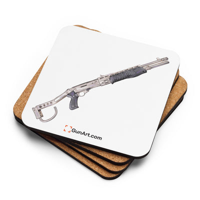 Selectable Mode Combat Shotgun Cork-back Coaster - Just The Piece - White Background