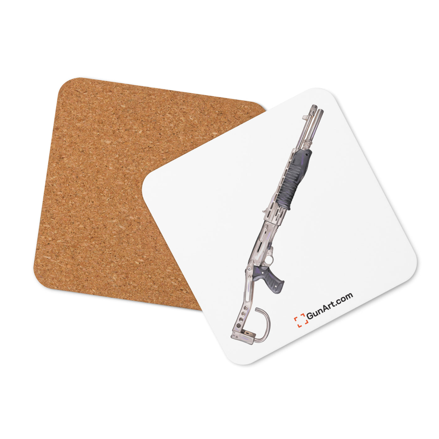 Selectable Mode Combat Shotgun Cork-back Coaster - Just The Piece - White Background