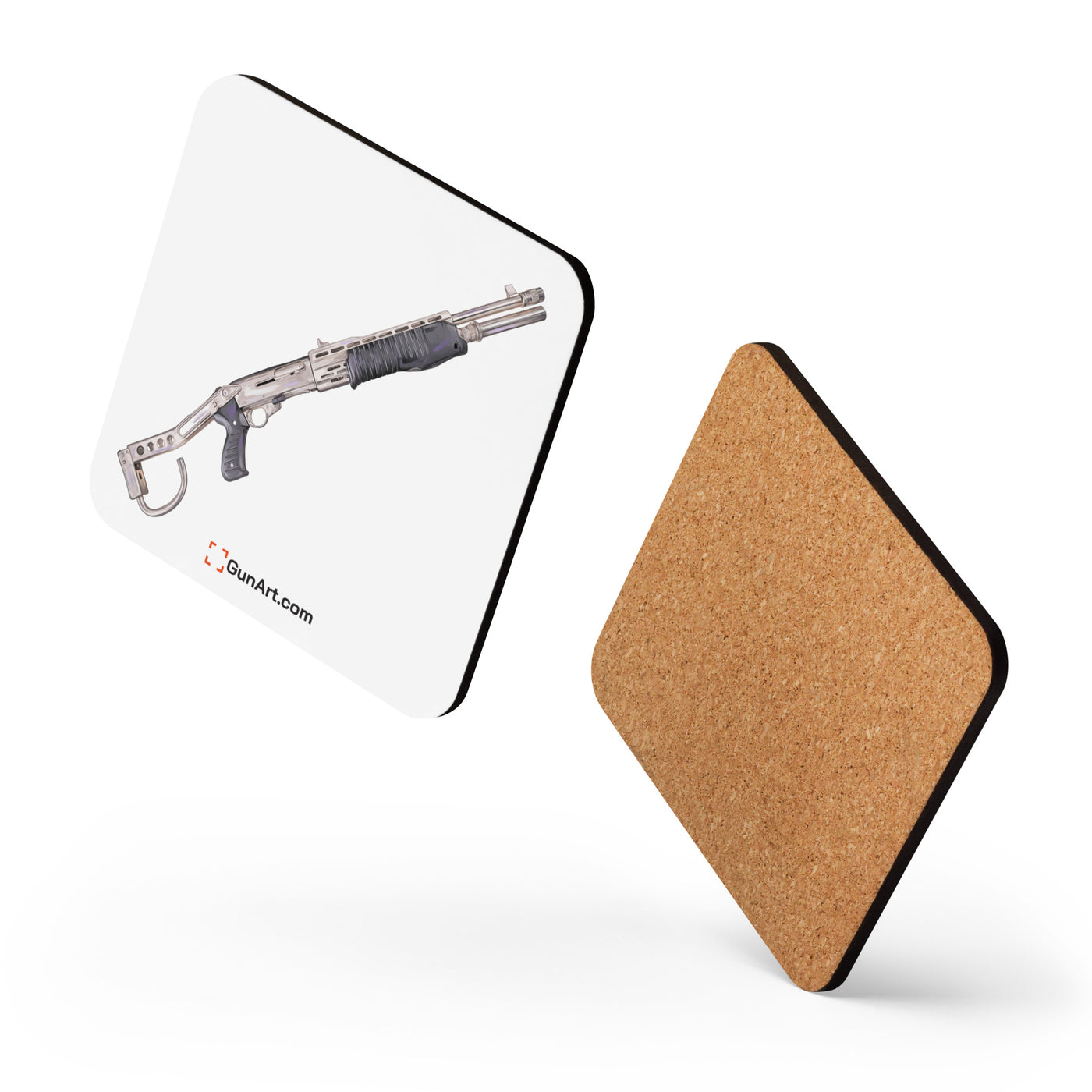 Selectable Mode Combat Shotgun Cork-back Coaster - Just The Piece - White Background