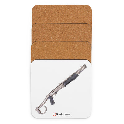 Selectable Mode Combat Shotgun Cork-back Coaster - Just The Piece - White Background