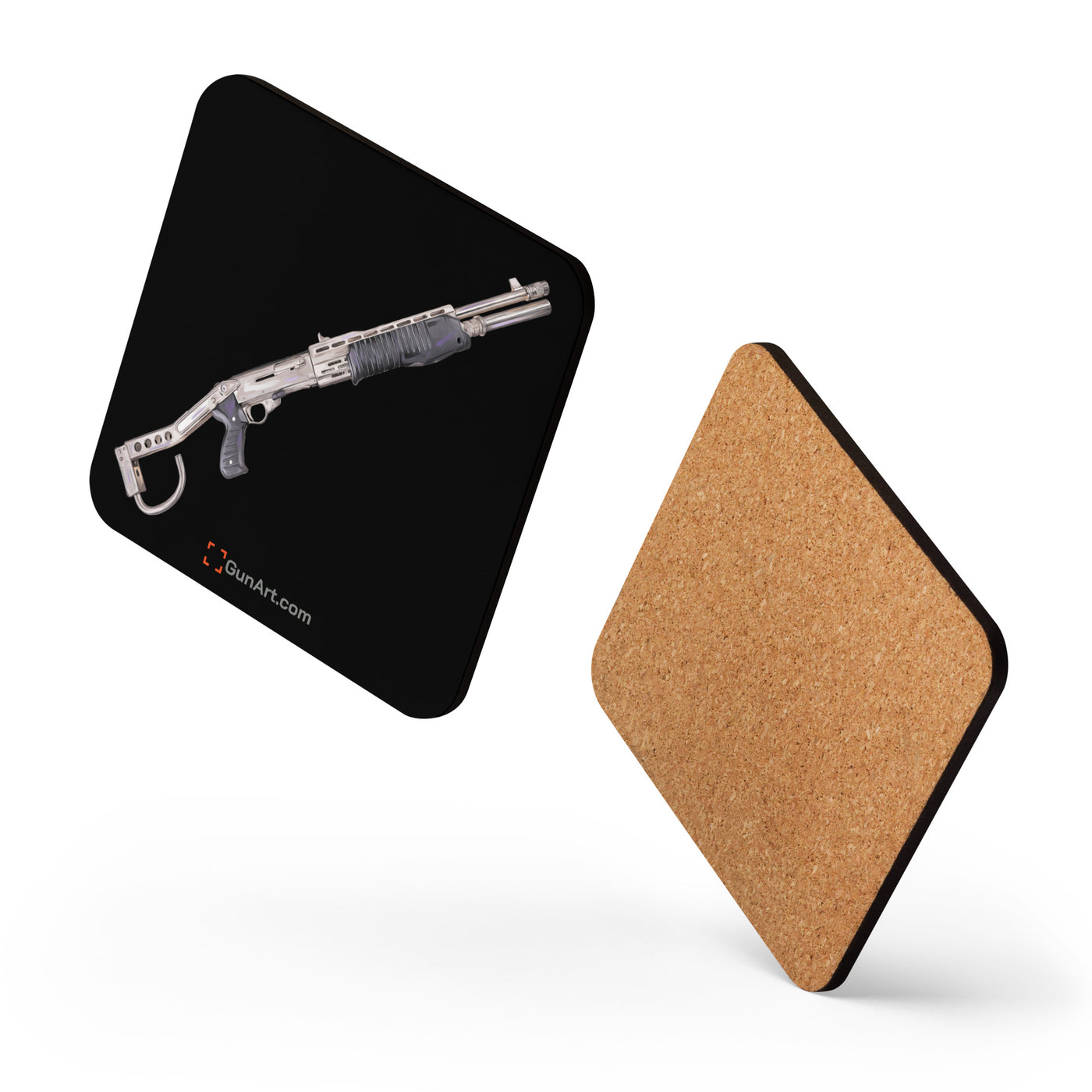 Selectable Mode Combat Shotgun Cork-back Coaster - Just The Piece - Black Background