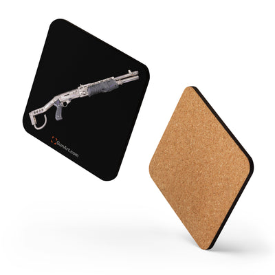 Selectable Mode Combat Shotgun Cork-back Coaster - Just The Piece - Black Background