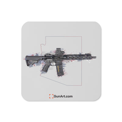 Defending Freedom - Arizona - AR-15 State Cork-back Coaster - Colored State
