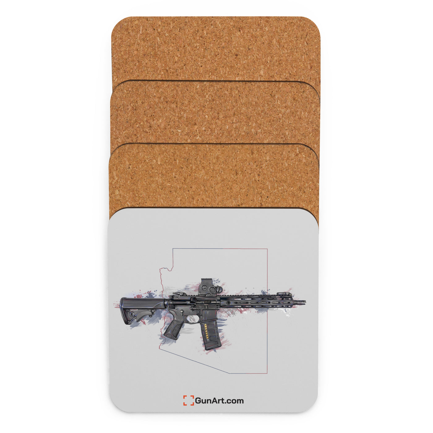 Defending Freedom - Arizona - AR-15 State Cork-back Coaster - Colored State