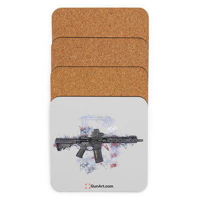 Defending Freedom - Alabama - AR-15 State Cork-back Coaster - White State