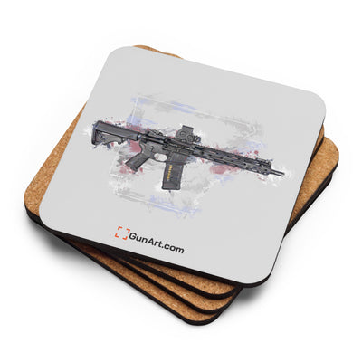 Defending Freedom - Arkansas - AR-15 State Cork-back Coaster - White State