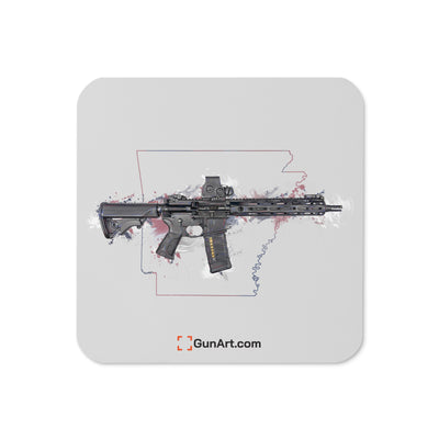 Defending Freedom - Akansas - AR-15 State Cork-back Coaster - Colored State