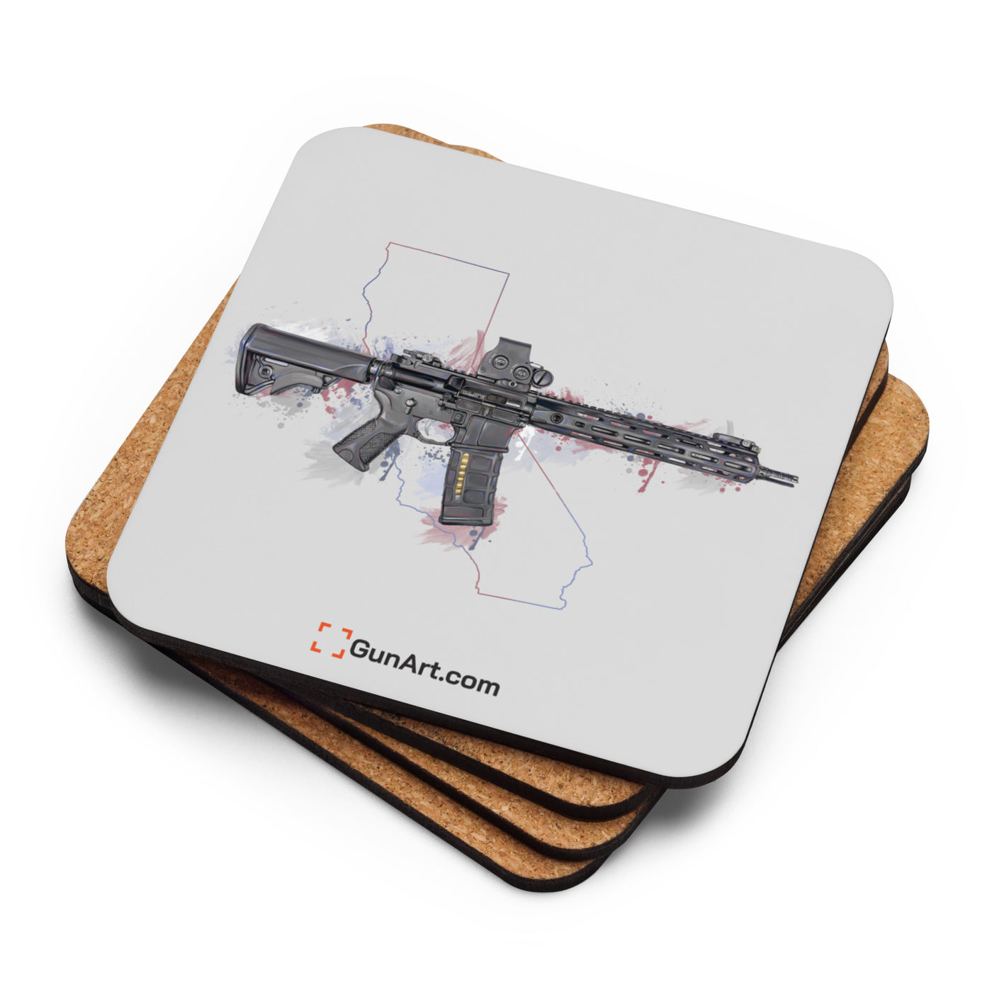 Defending Freedom - California - AR-15 State Cork-back Coaster - Colored State
