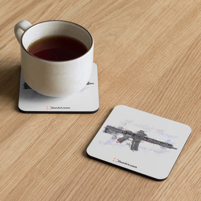 Defending Freedom - Connecticut - AR-15 State Cork-back Coaster - White State
