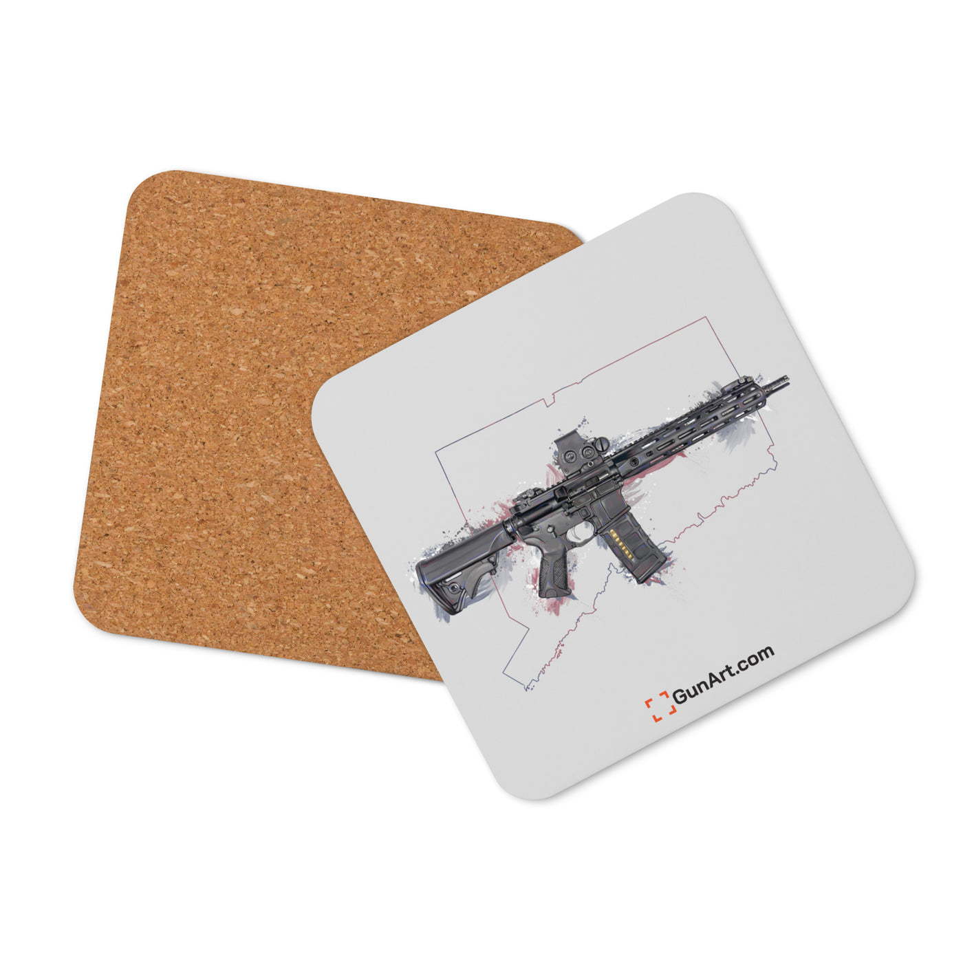 Defending Freedom - Connecticut - AR-15 State Cork-back Coaster - Colored State