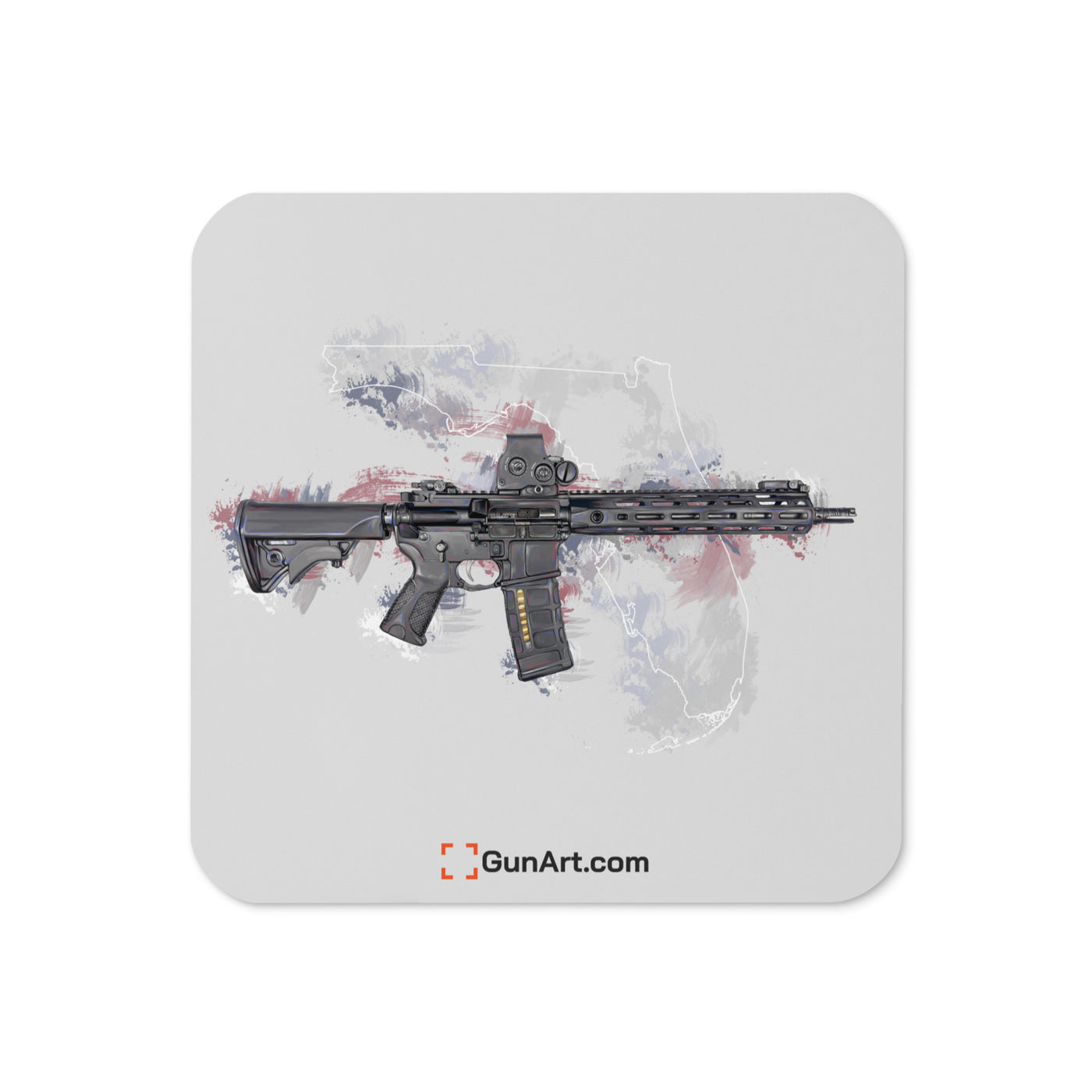 Defending Freedom - Florida - AR-15 State Cork-back Coaster - White State