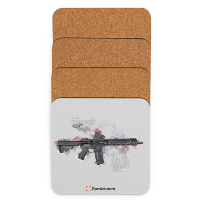 Defending Freedom - Florida - AR-15 State Cork-back Coaster - White State