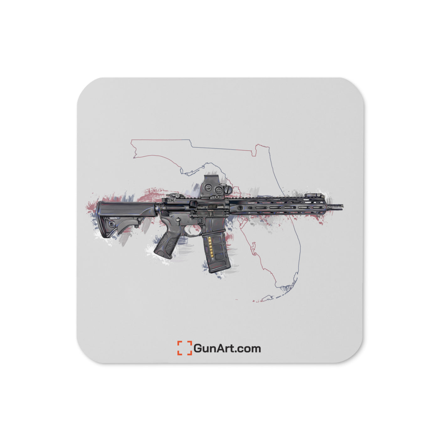 Defending Freedom - Florida - AR-15 State Cork-back Coaster - Colored State