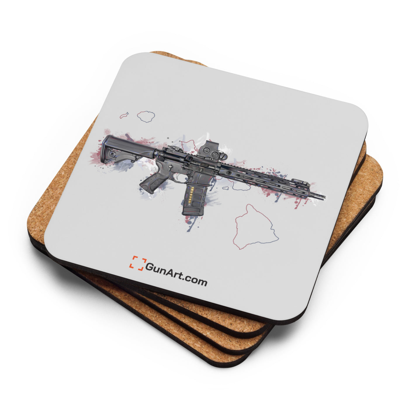 Defending Freedom - Hawaii - AR-15 State Cork-back Coaster - Colored State