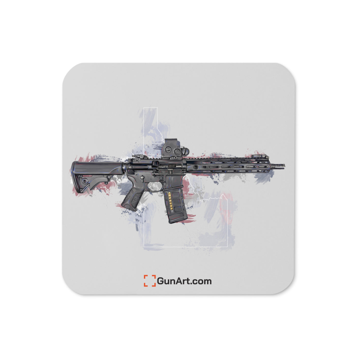 Defending Freedom - Idaho - AR-15 State Cork-back Coaster - White State