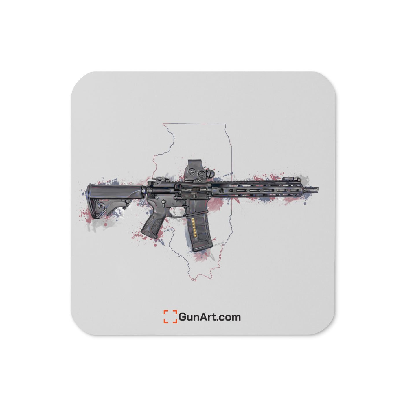 Defending Freedom - Illinois - AR-15 State Cork-back Coaster - Colored State