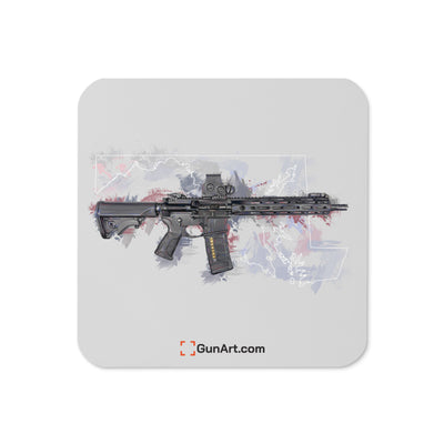 Defending Freedom - Maryland - AR-15 State Cork-back Coaster - White State