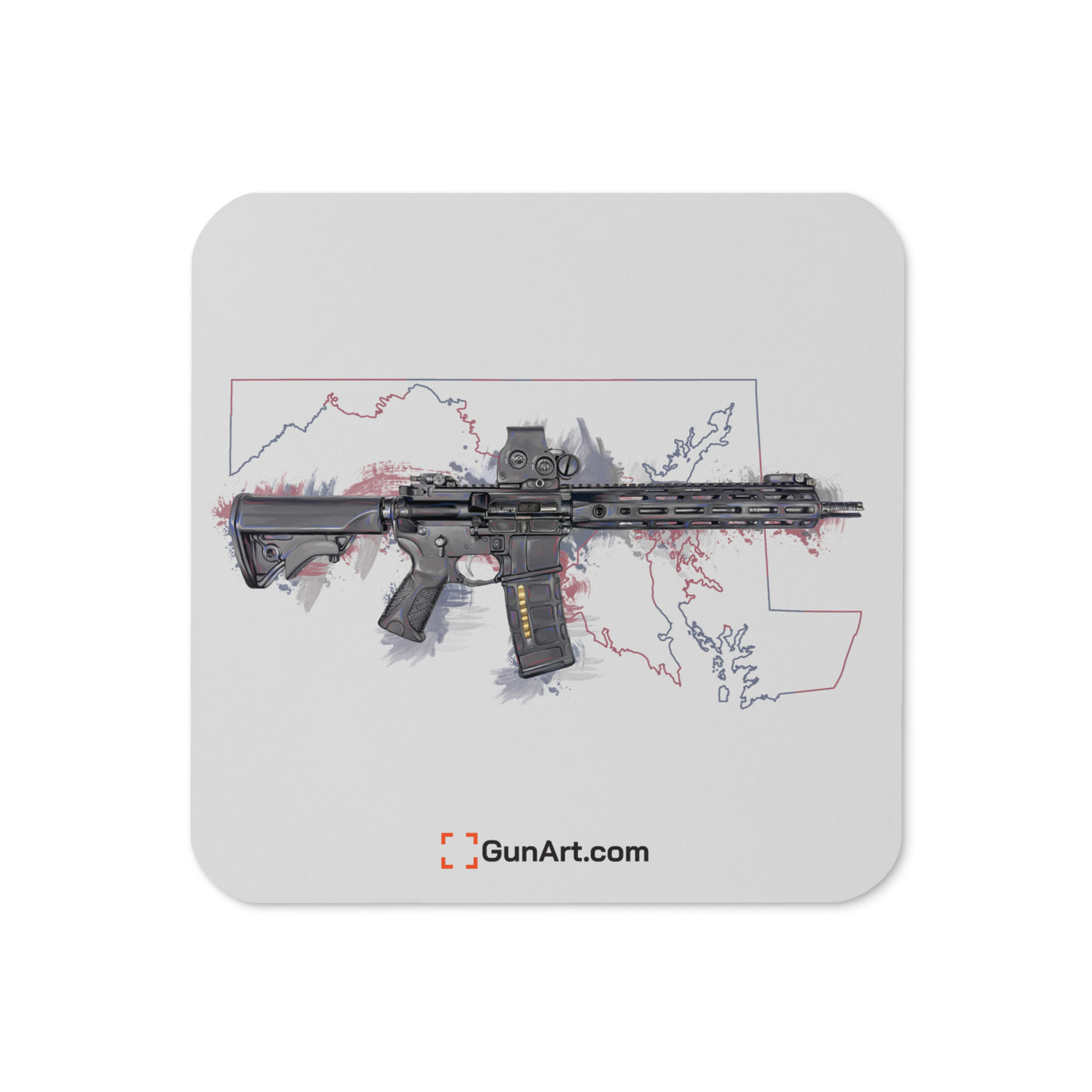 Defending Freedom - Maryland - AR-15 State Cork-back Coaster - Colored State