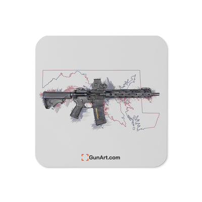Defending Freedom - Maryland - AR-15 State Cork-back Coaster - Colored State