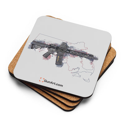 Defending Freedom - Massachussetts - AR-15 State Cork-back Coaster - Colored State