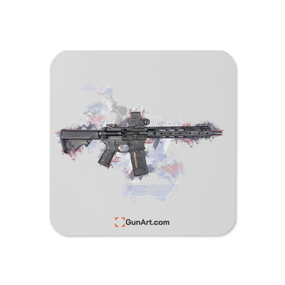 Defending Freedom - Michigan - AR-15 State Cork-back Coaster - White State