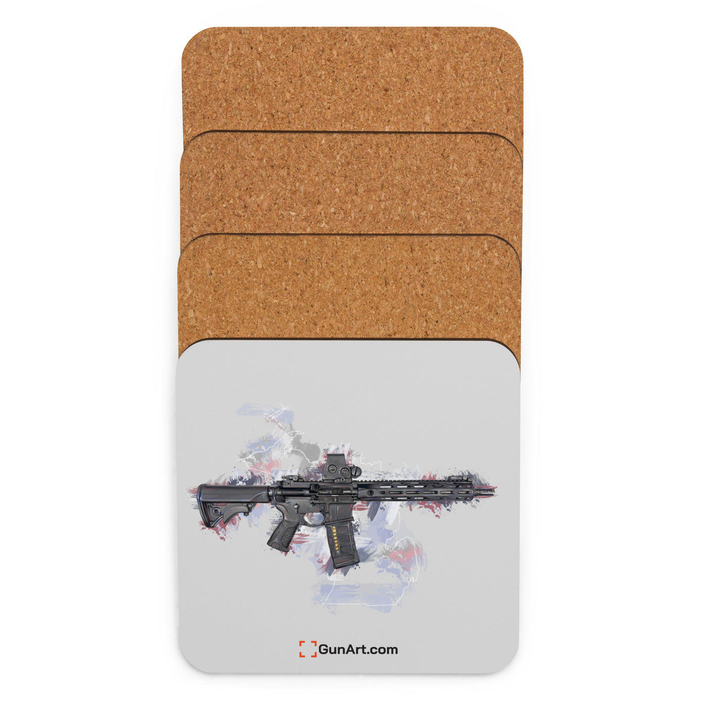 Defending Freedom - Michigan - AR-15 State Cork-back Coaster - White State