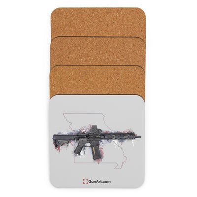 Defending Freedom - Missouri - AR-15 State Cork-back Coaster - Colored State