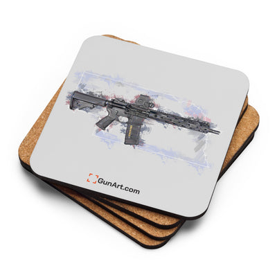 Defending Freedom - Nebraska - AR-15 State Cork-back Coaster - White State