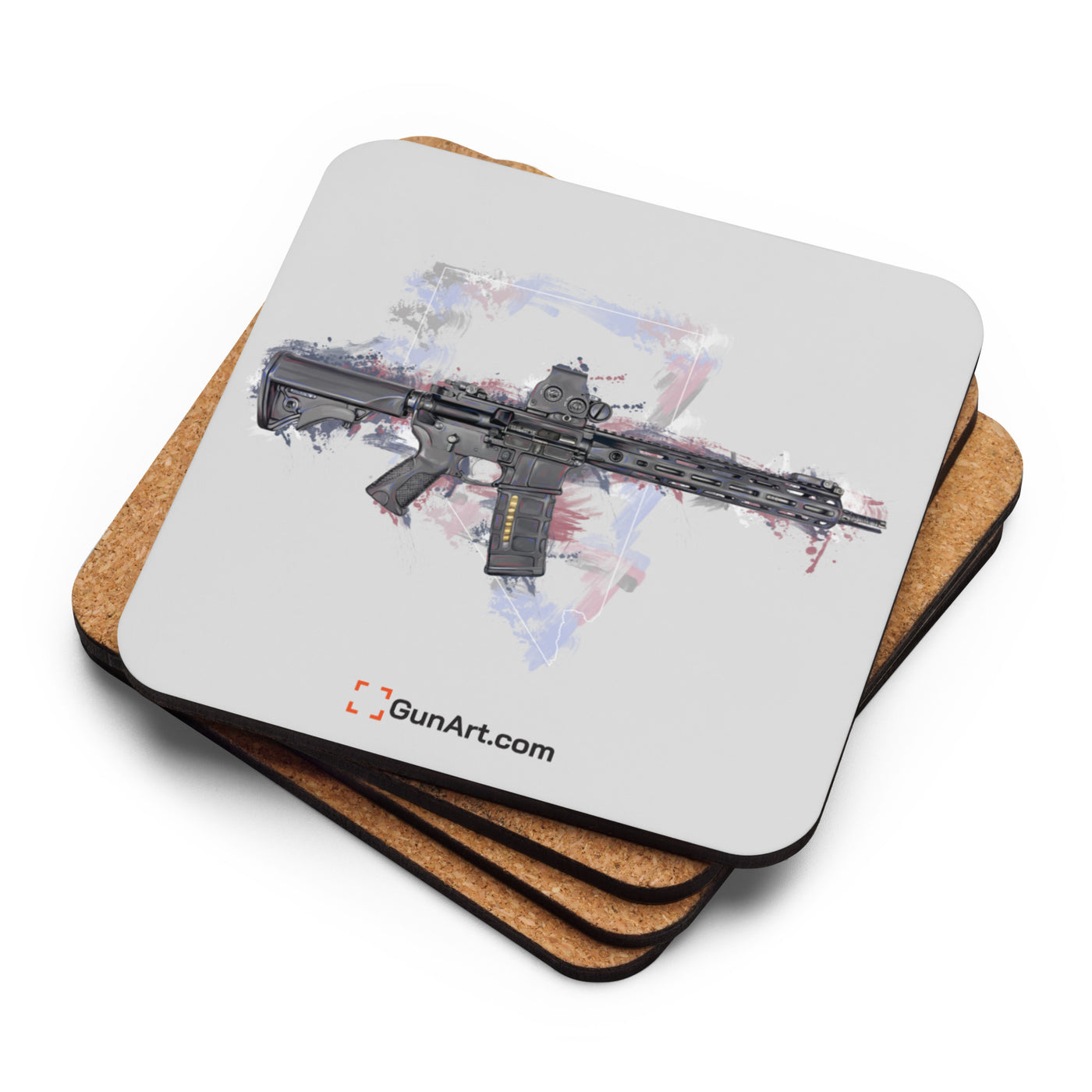 Defending Freedom - Nevada - AR-15 State Cork-back Coaster - White State