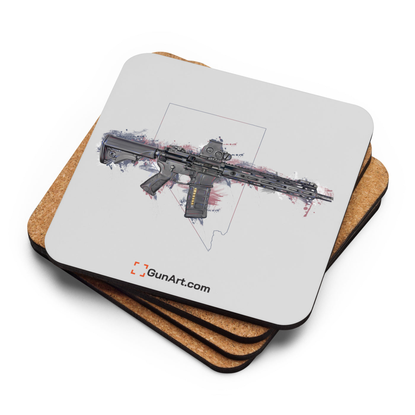 Defending Freedom - Nevada - AR-15 State Cork-back Coaster - Colored State