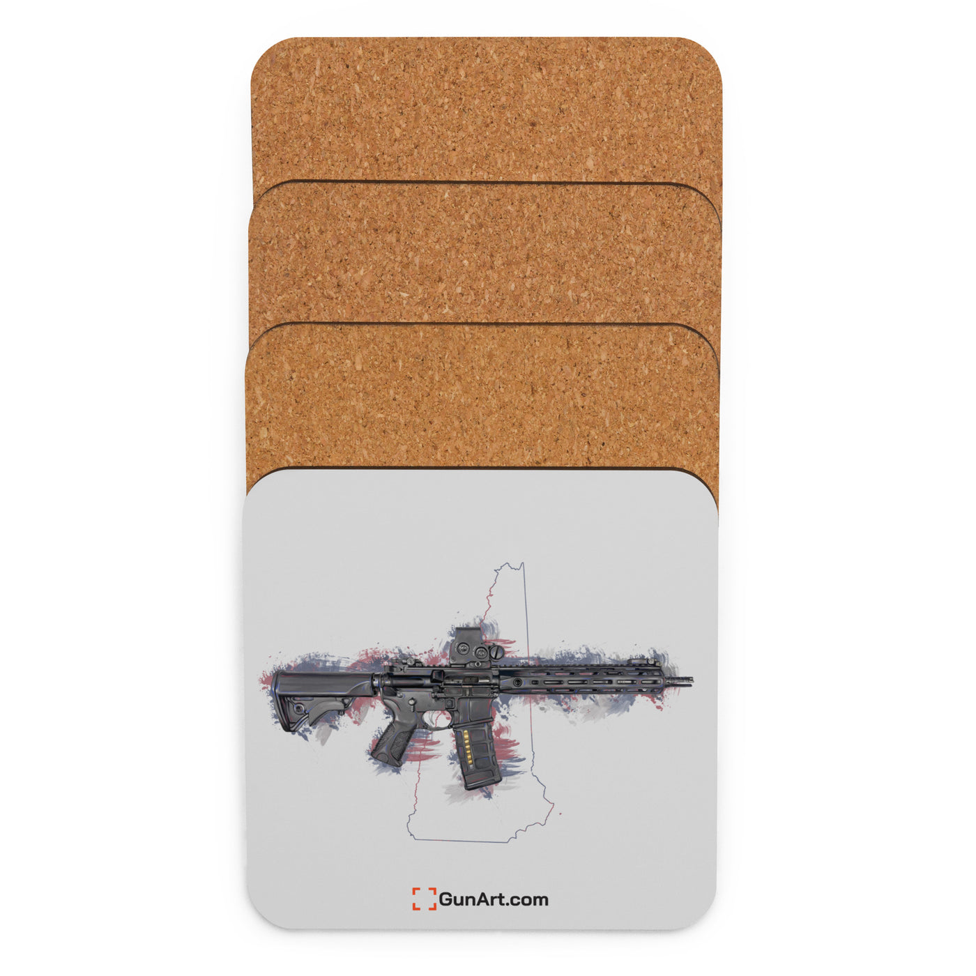 Defending Freedom - New Hampshire - AR-15 State Cork-back Coaster - Colored State