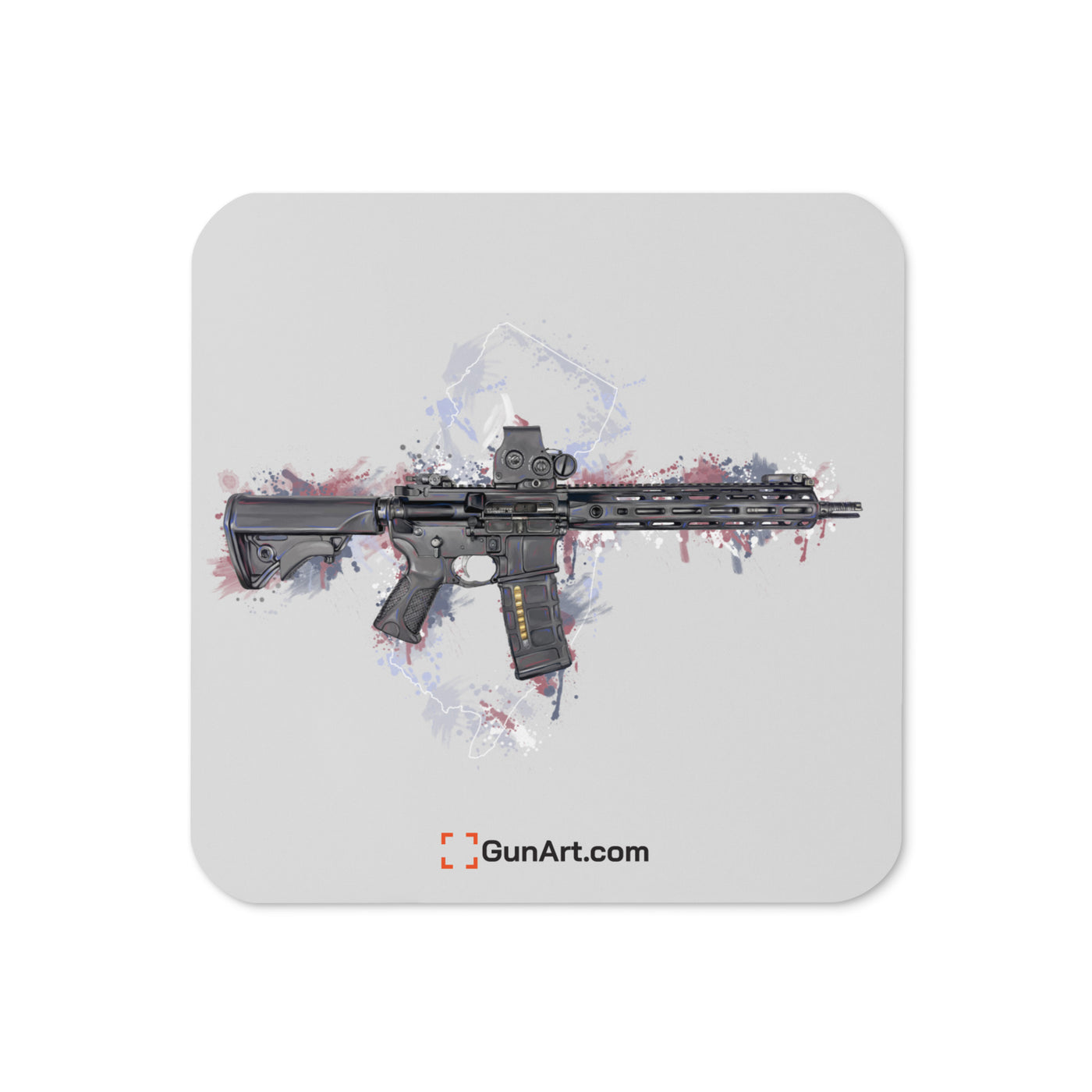 Defending Freedom - New Jersey - AR-15 State Cork-back Coaster - White State