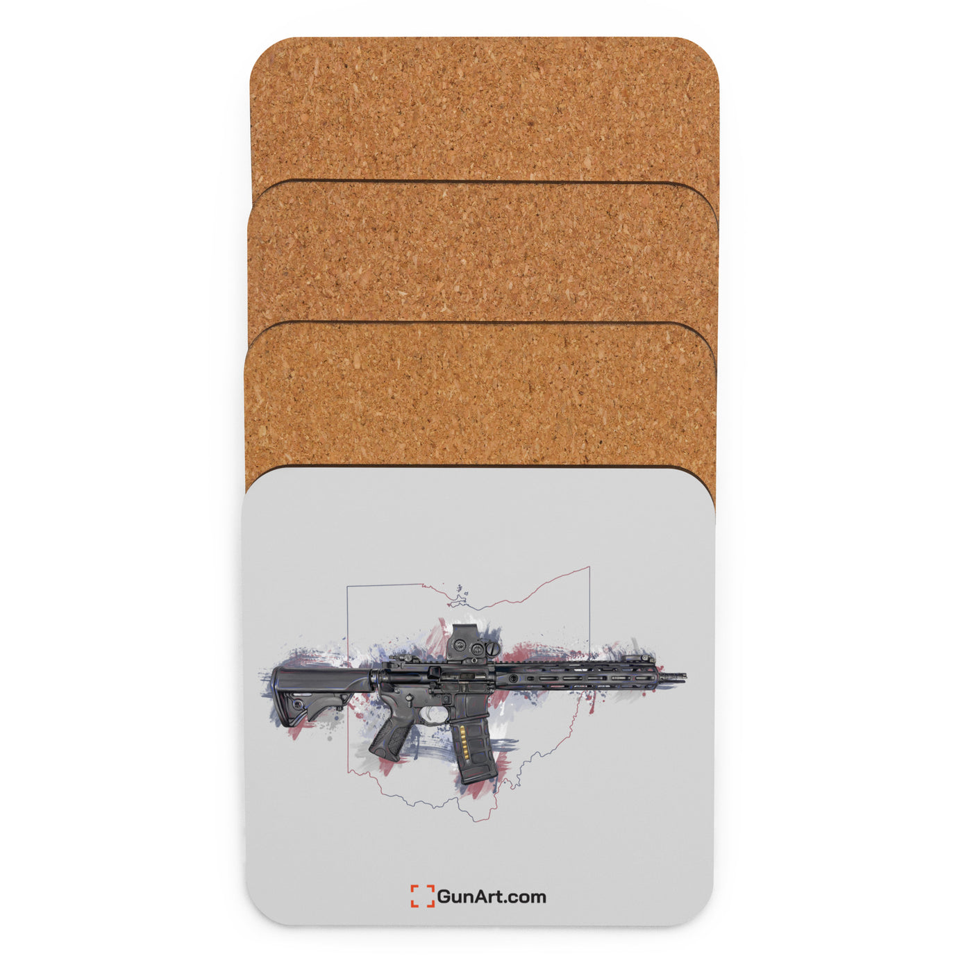 Defending Freedom - Ohio - AR-15 State Cork-back Coaster - Colored State