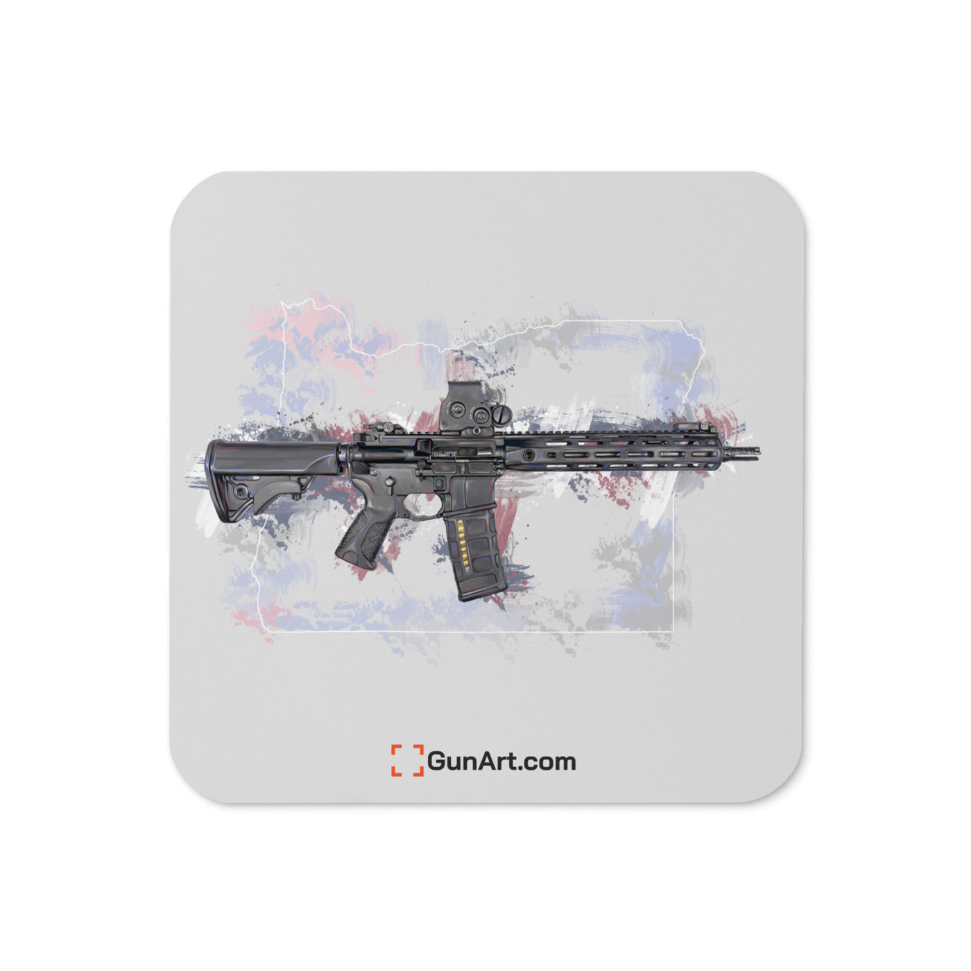 Defending Freedom - Oregon - AR-15 State Cork-back Coaster - White State