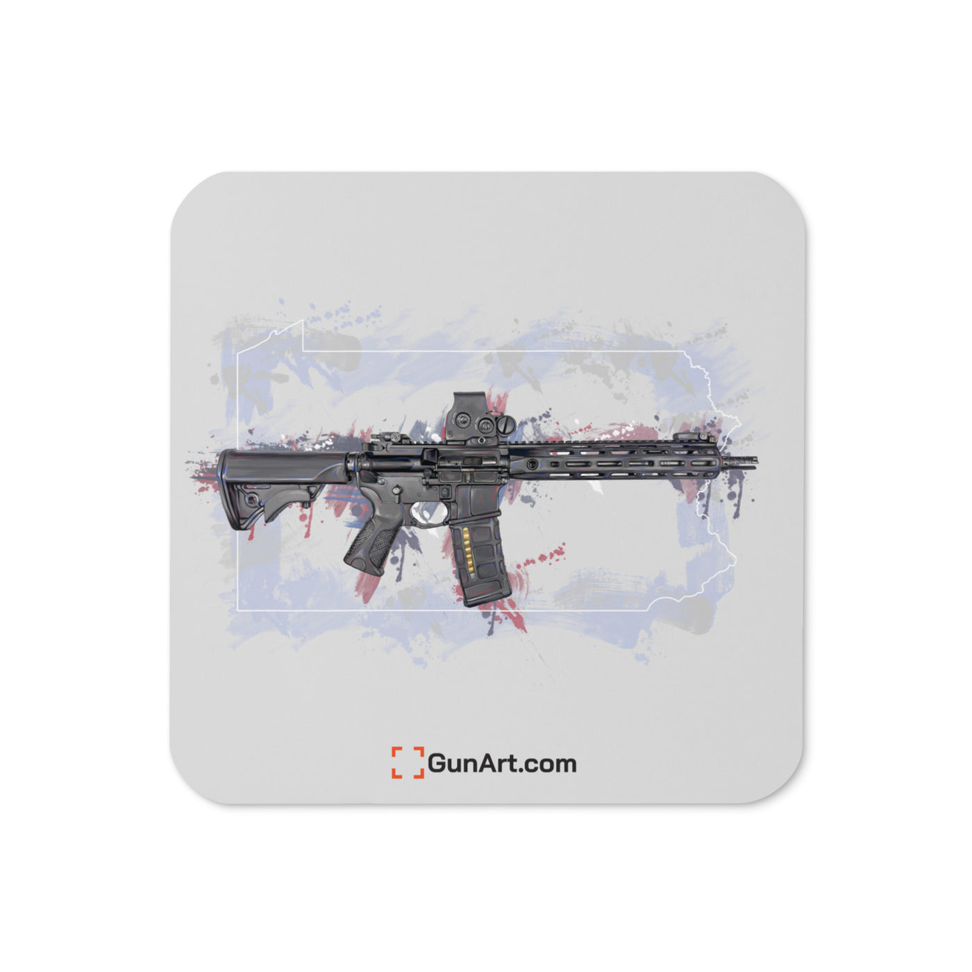 Defending Freedom - Pennsylvania - AR-15 State Cork-back Coaster - White State