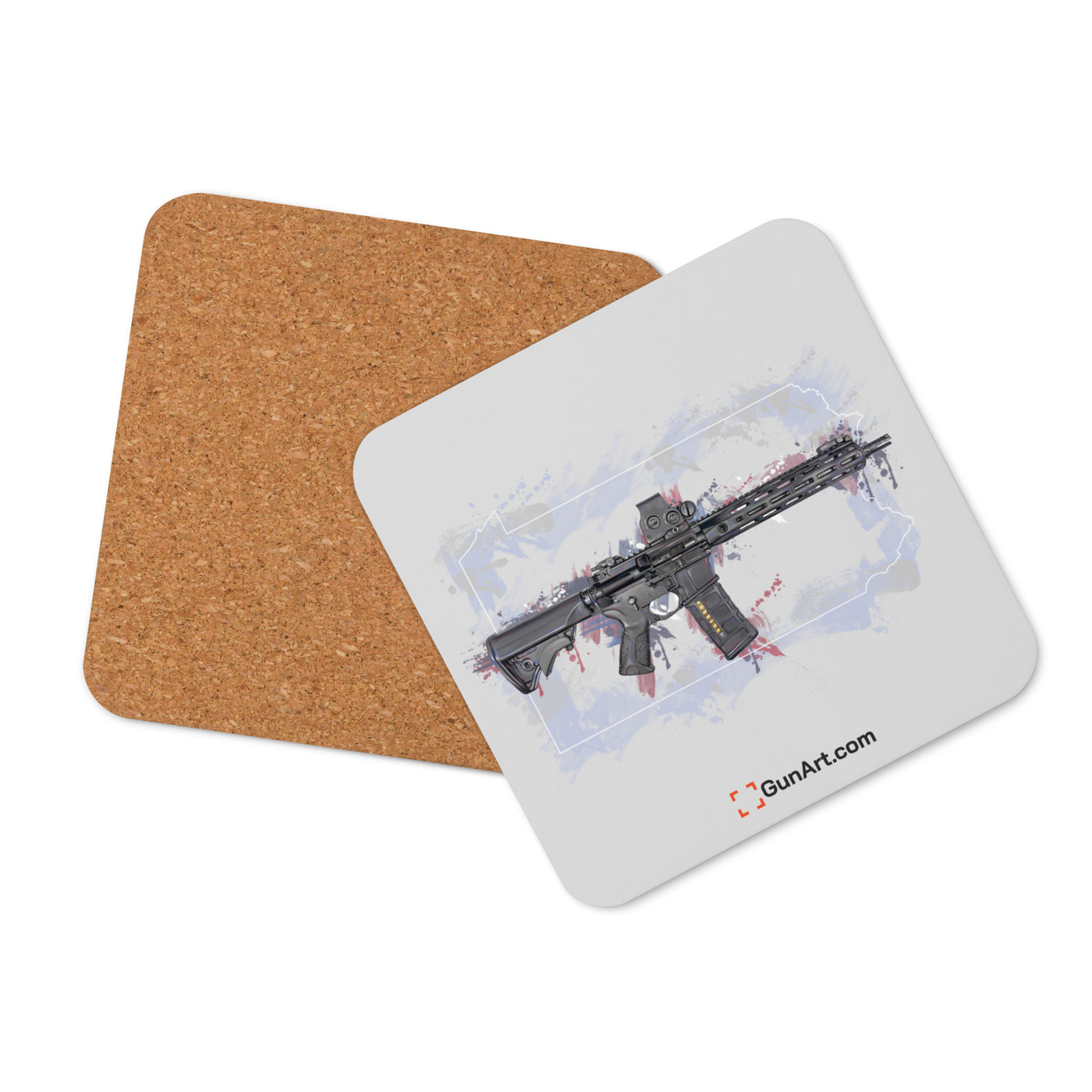 Defending Freedom - Pennsylvania - AR-15 State Cork-back Coaster - White State